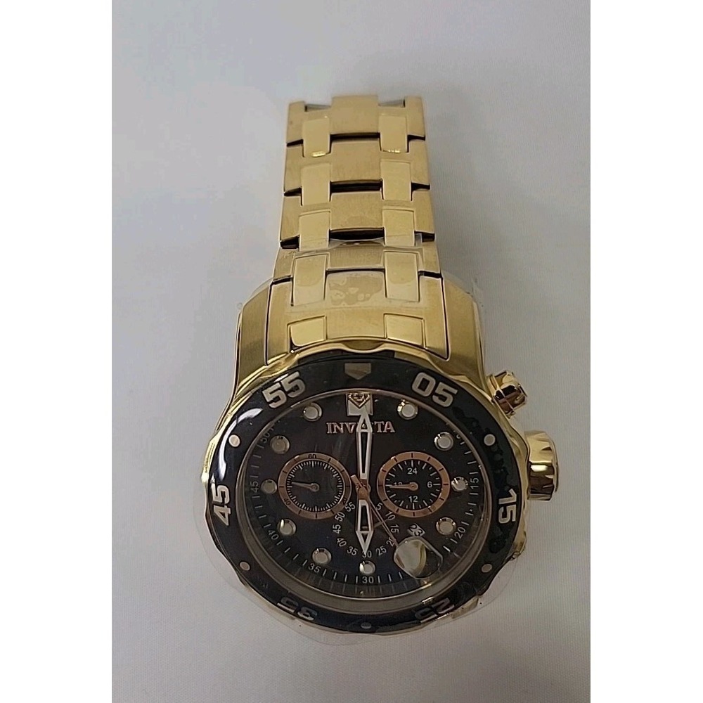 Invicta Pro Diver Mens Watch‎ 0072, 18k Gold Plate 48mm